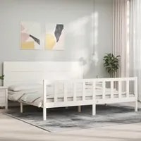 Giroletto con Testiera Bianco 200x200 cm in Legno Massellocod mxl 124849