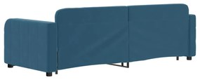 Divano letto estraibile con cassetti blu 80x200 cm in velluto