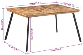 Tavolo da Pranzo 148x97x76 cm in Legno Massello di Teak