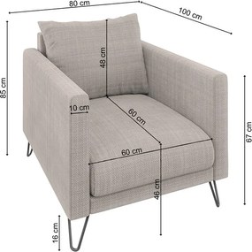 Poltrona marrone chiaro con rivestimento in ciniglia Freya – Ropez