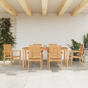 Set Da Pranzo Da Giardino 7 Pz İn Legno Massello Di Teak /