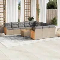 Set Divani da Giardino 12 pz con Cuscini Beige in Polyrattan 3228117