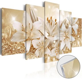 Quadri su vetro acrilico  Golden Bouquet [Glass]  Colore Oro, Dimensioni e Misure 200x100