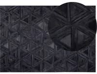 Tappeto Nero Pelle Di Vacchetta 230 x 160 cm Motivo Artigianale A pelo corto Moderno