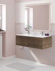 Mobile sottolavabo e lavabo Neo Line per doppia vasca rovere noce L 120 x H 32 x P 48 cm 2 cassetti