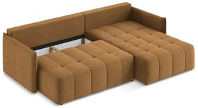 Divano angolare color terracotta allungabile/con contenitore (con penisola a destra/con chaise lounge) Moku – Makamii