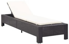 Lettino Prendisole con Cuscino Nero in Polyrattan