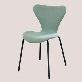Sedia da pranzo impilabile imbottita stile Uit Celadon & Nero - Sklum