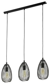 Lampadario A Sospensione Vintage Clevedon Acciaio Nero 3 Luci E27