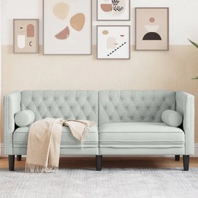 Divano Chesterfield Con Rinforzi 2 Posti Grigio Chiaro Velluto /