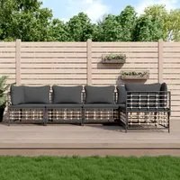 Set Divani da Giardino 5 pz con Cuscini Antracite in Polyrattancod mxl 100537