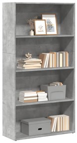 Libreria Grigio Cemento 80x30x152 Cm İn Legno Multistrato /
