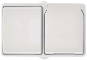 Interruttore domestico AC n. 6 con presa 250V/16A IP44 bianco