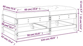 Poggiapiedi Giardino con Cuscini 2 pz Legno Massello di Douglas