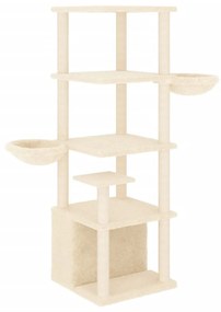 Albero per gatti con tiragraffi in sisal crema 147 cm