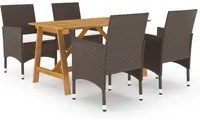 Set da Pranzo da Giardino 5 pz con Cuscini Marrone 3095888