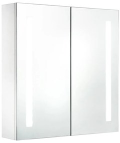 Armadietto bagno con specchio e led 60x14x62 cm