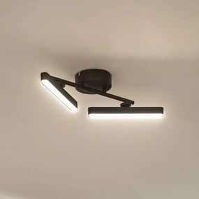 Plafoniera LED Lindby Eldrin, a 2 luci, nera, barra luminosa