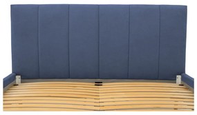 Letto matrimoniale imbottito blu con doghe in legno 160x200 cm Zee - Scandic