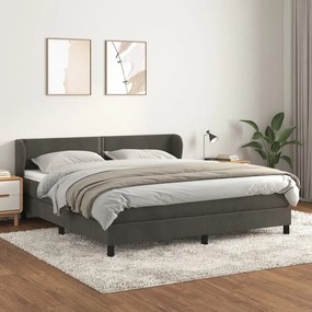 Giroletto A Molle Con Materasso Grigio Scuro 160x200 Cm Velluto /