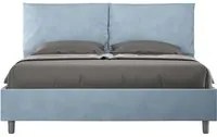 Letto imbottito Matrimoniale 160x210 cm Antea - Con rete,Microfibra,Azzurro