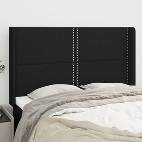 Testiera Ad Orecchio Nera 147x16x118/128 Cm İn Tessuto /