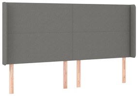 Letto a Molle Materasso e LED Grigio Scuro 160x200cm in Tessuto