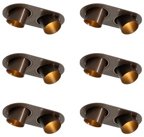 Set di 6 faretti da incasso bronzo scuro GU10 35mm orientabili 2 luci - Installa
