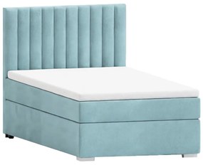 Letto singolo imbottito con contenitore azzurro con materasso e topper inclusi 90x200 cm Bunny – Ropez