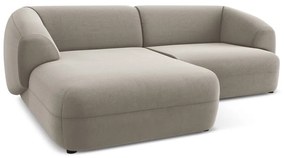 Divano angolare beige (con penisola a sinistra) con rivestimento in velluto Moana – Makamii
