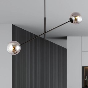 Lampadario da Soffitto in Acciaio e Vetro LINEAR 2 Nero 2xE14