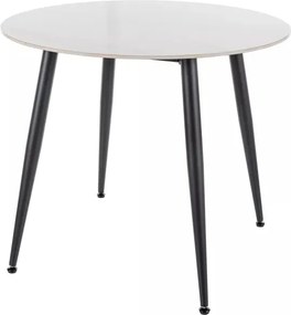 Tavolo Rion rotondo in ceramica bianca lucida e metallo nero – Ø90x76 cm