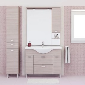 Mobile bagno da terra con lavabo L 100 x H 80 x P 33.5 cm larice 2 cassetti per vasca centrale Rimini