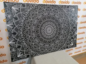 Quadro su tela – Mandala decorativa dettagliata in bianco e nero