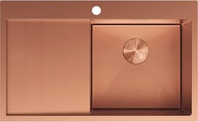 Mexen Exar lavello in acciaio inox a 1 vasca con scolapiatti, destro 780 x 480 mm, rame HC - 6434781010P-65HC