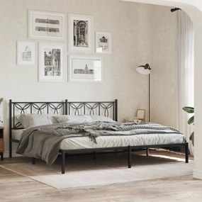 Giroletto Con Testiera İn Metallo Nero 200x200 Cm /
