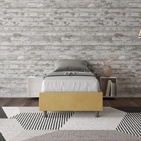 Letto singolo 80x200 imbottito senza testiera, con rete o contenitore, Ocra / Senza Rete