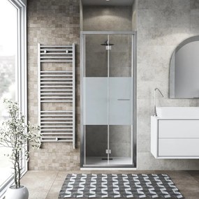 Porta doccia pieghevole Record, L 67-71 cm x H 195 cm x SP 6 mm, profilo cromo, vetro smerigliato