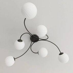 Lampada da soffitto in acciaio e vetro VIBRA 6 da interno 6xE14 Colore del corpo Nero e Bianco