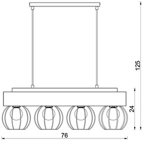 Lampadario a sospensione con filo MENTON 4xE27/15W/230V nero/marrone/quercia