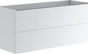 Mobile da bagno sospeso sotto lavabo Opera 2 cassetti L 119.5 x H 50 x P 45.5 cm bianco opaco, cannettato