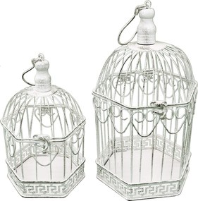 SEBATIEN - set di 2 gabbie esagonali stile provenzale in ferro verniciato