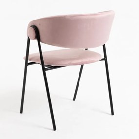 Sedia Mihu Black Velluto - Rosa