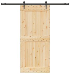 Porta Scorrevole Con Set Hardware 100x210cm Legno Massello Pino /