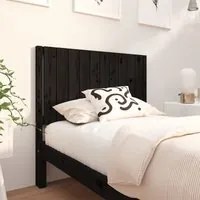 Testiera per Letto Nera 105,5x4x100cm in Legno Massello di Pino