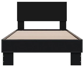 Giroletto nero 90x200 cm in legno multistrato e metallo