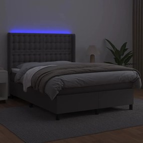 Giroletto molle con materasso e led grigio 140x200cm similpelle