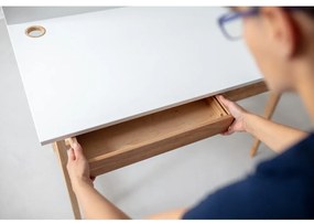 Scrivania bianca con base in frassino, lunghezza 85 cm Luka - Ragaba