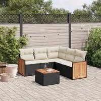 Set Divano da Giardino 6 pz con Cuscini Nero in Polyrattan 3227645