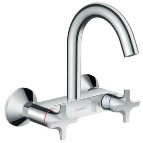 Rubinetto da cucina a collo di cigno Logis M32 argento cromato lucido HANSGROHE